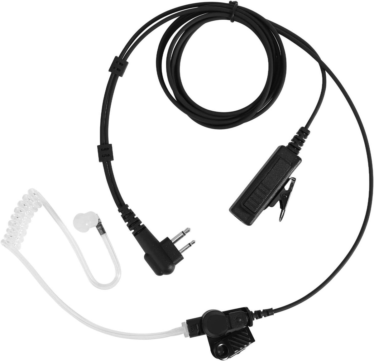 Oortje en Microfoonset voor Portofoons 2-Pins 2-Draads Transparante Geluidsbuisradio-Oortje met PTT-Microfoon