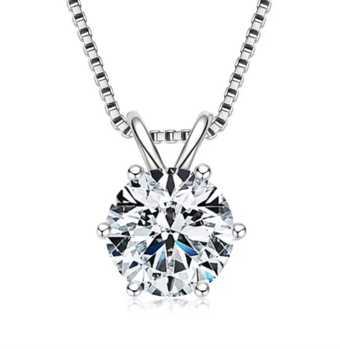 Selevie Ketting Zilver met ronde Moissanite hanger 3.ct