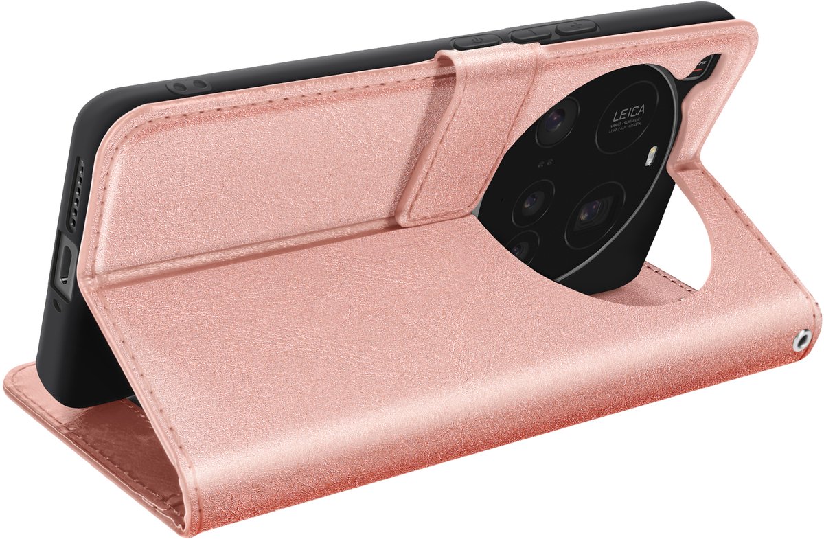 Mayaxess, Hoesje voor Xiaomi 15 Ultra Clamshell Portemonnee Stand, Champagneroze