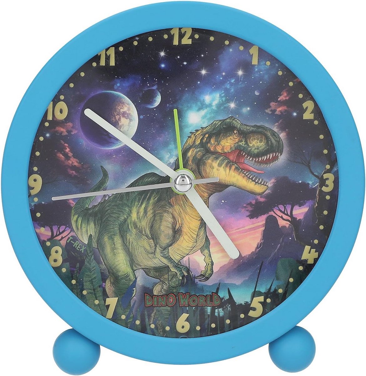 Blauwe Dinosaurus Wekker voor Kinderen - Stille Klok met Lichtfunctie