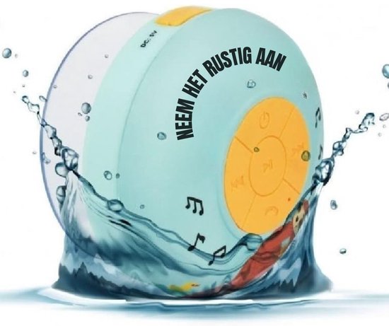 Bluetooth Douche Speaker Waterdicht IPX4 – Draagbare Badkamer Speaker Geel Mintgroen, Compact 5x9x8cm