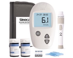 Sinocare® Glucosemeter - 50 Teststrips - 50 Lancetten - Bloedsuikermeter - Bloedglucosemeter - Startpakket - Diabetis meter