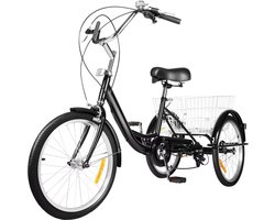 Driewieler Lissabon - 8 versnellingen - Fiets voor volwassenen en senioren - 20 Inch - Opvouwbare Trike - Met mand - Voorrem - Zwart