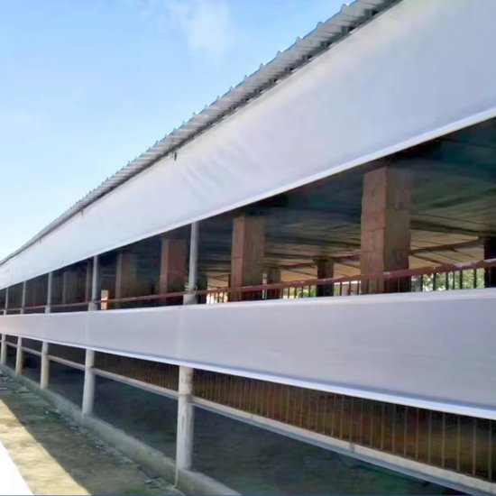 Lange gebouwen met transparante omhulsels aan de zijkant en een metalen dak.