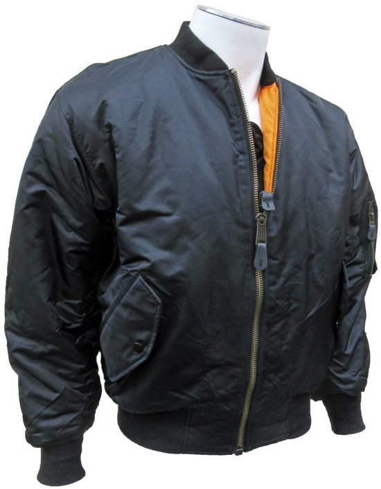 MA-1 Bomberjack Zwarte Bomber Jack Dames Heren Unisex maat L