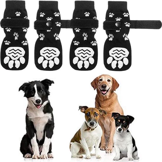 KZQ 2 paar - Huisdier sokken - Antislip hondensokken - Hondengripsokken met riemen - Tractiecontrole - Gebruik binnenshuis op hardhouten vloeren - Huisdierpootbeschermer - Voor kleine, middelgrote en grote honden - Maat S