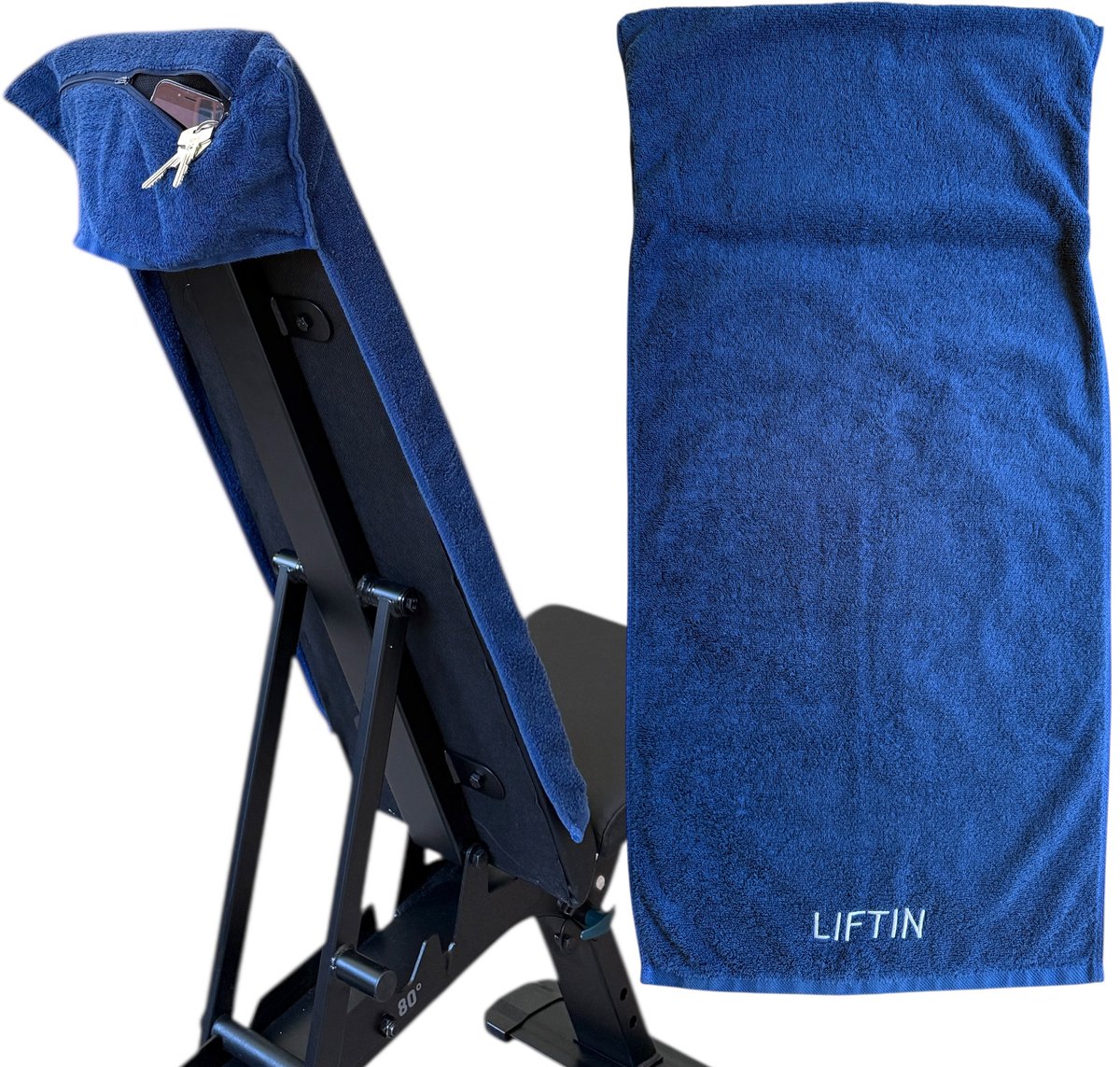 LIFTIN - Sporthanddoek - Fitness Handdoek - 100% Katoen -40x90- Blauw
