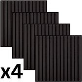 Akoestische Wandpanelen - 4 Stuks - 60X60cm - 3-Zijdig - 20mm - Mat Zwart - Geluidsabsorptie - Flexibel - Stijlvol Ontwerp - Akupanel - Akoestische Panelen - Akoestisch Paneel - Akoestische Wand