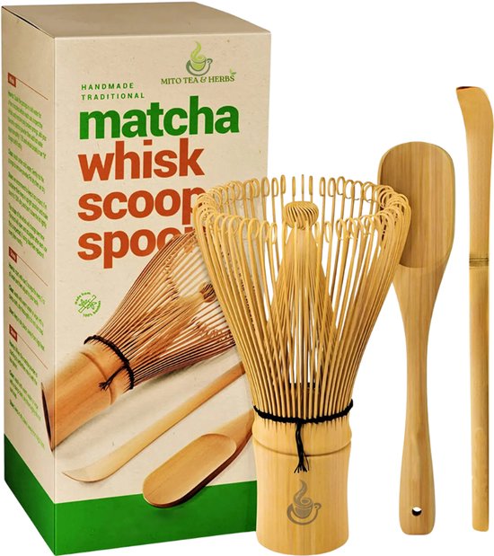 JBER Matcha Tea Set, Matcha Set 7-delig - Bamboe Matcha Bezem, Matcha schaal met schenktuit, zeef en accessoires, cadeau voor Matcha ceremonie - Gradiënt Groen