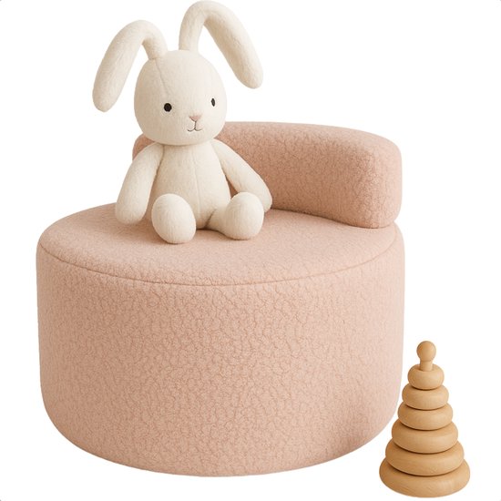 Pouf Cheqo® avec espace de rangement - Pouf de rangement - Pouf enfant rose - Chaise de rangement en polaire douce - Siège enfant confortable