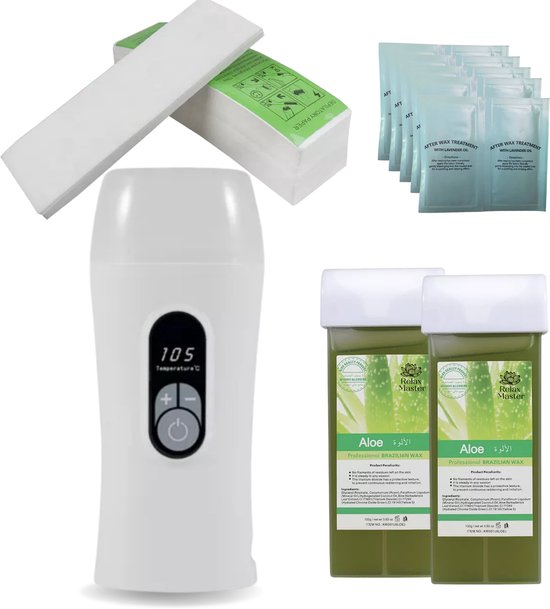 Wax Apparaat - Digitale Wax Roller - 2x Aloe Vera Vulling - Aftercare & Waxstrips - Met E-Book