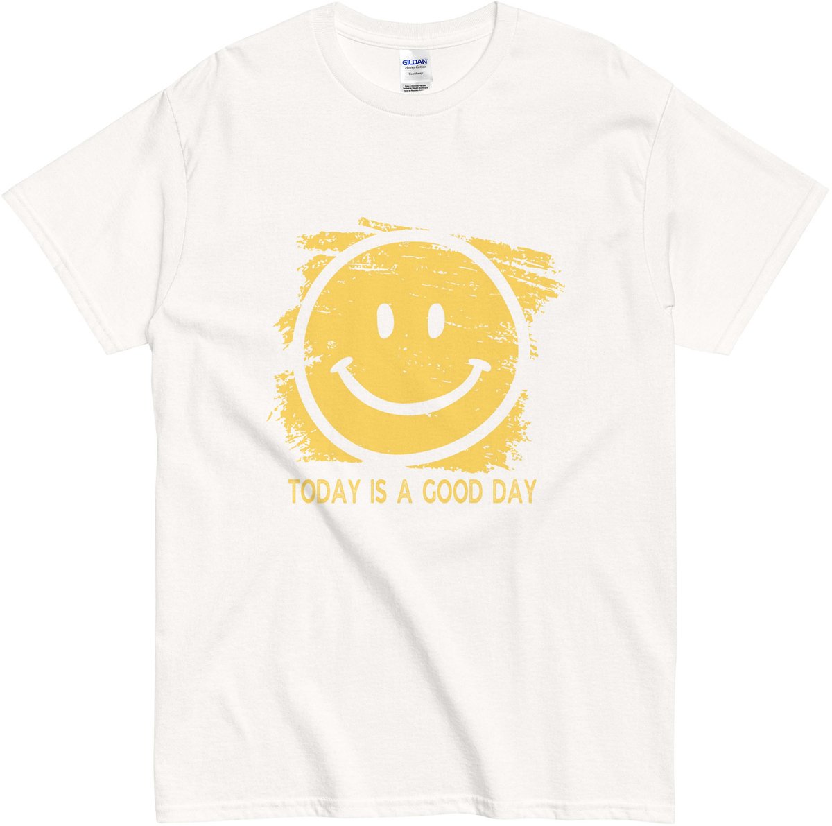 Positief T-shirt met Gele Smiley - Tekst: Today is a Good Day - Dames Heren - Wit – 3XL