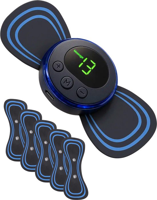 Nuvance EMS Massage Apparaat - Incl. eBook & 6 Massage Matjes - Rug, Armen en Benen - Draadloos - 8 Standen en 19 Intensiteiten