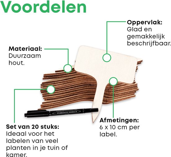 YUGN Étiquettes pour plantes 20 pièces - Bois - dont 1 stylo - Bouchons pour Plantes Étiquetage des plantes - Étiquetage des herbes - Étiquettes à coller Panneaux de potager - Astuce cadeau