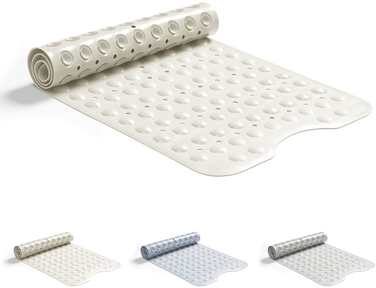 Ibenzoa® Veiligheid en Comfort Badmat met Antislip Saugnappen voor Douche en Bad 101 x 40 cm Beige