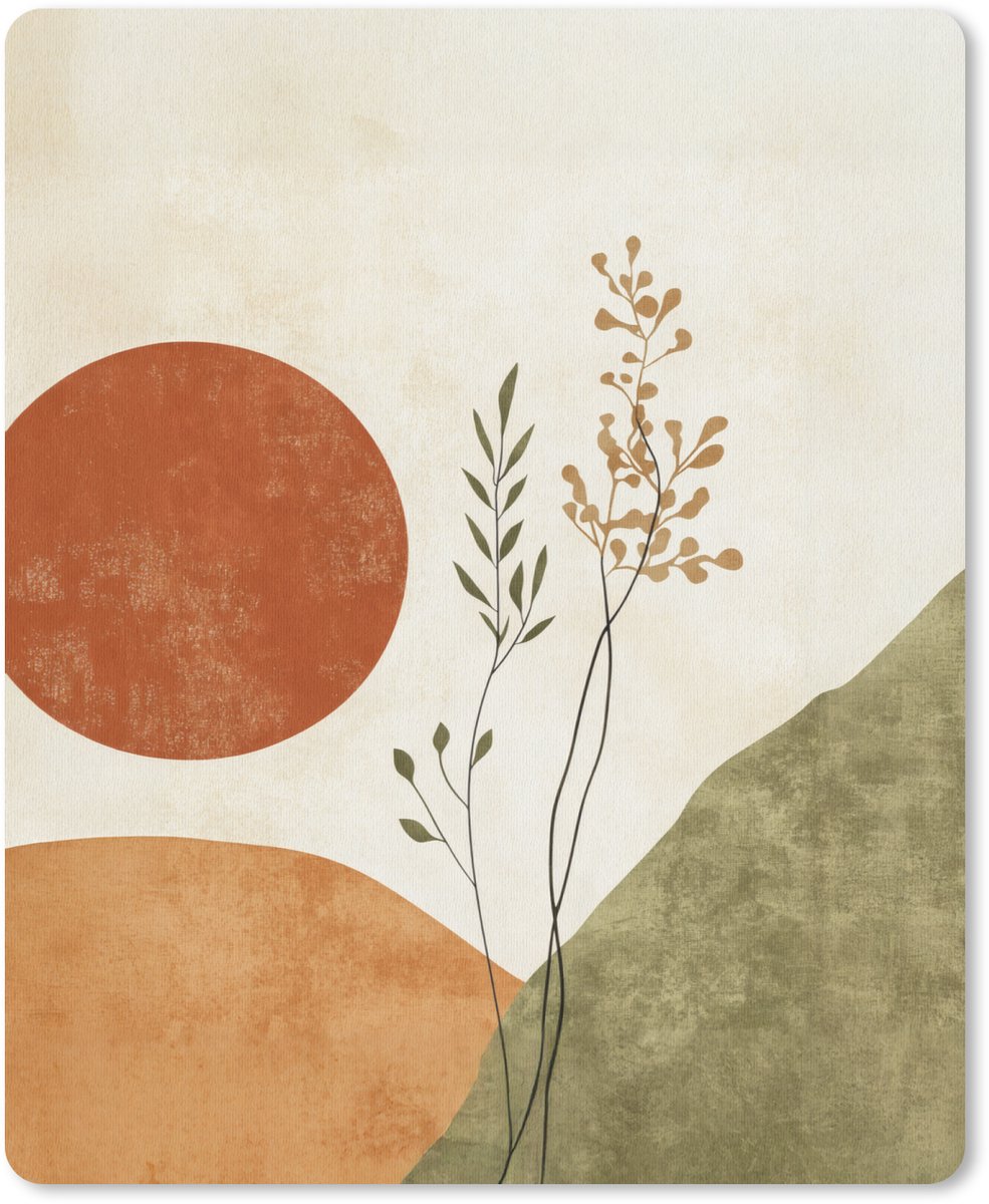 Muismat 19x23 cm - Mousepad Zon - Abstract - Takken - Oranje - Muismatten