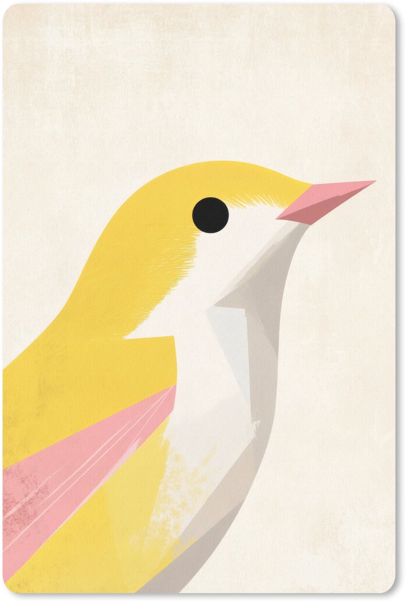 Muismat 18x27 cm - Mousepad Vogel - Minimalistisch - Geel - Muismatten