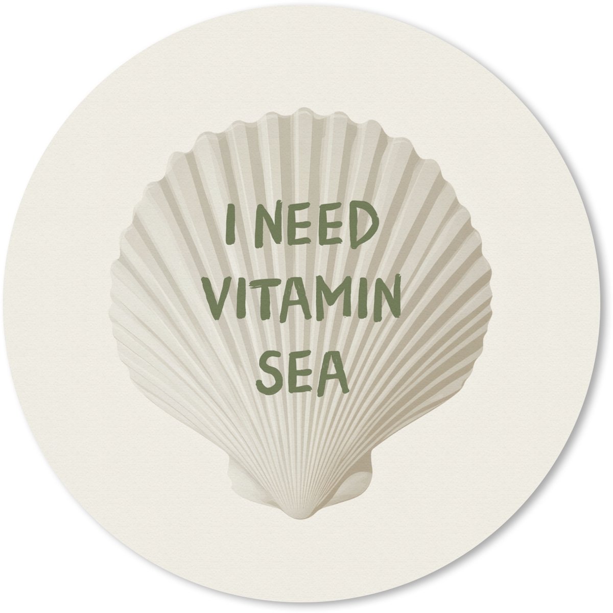 Muismat rond 40x40 cm - Mousepad Schelp - Quote - Groen - Ronde muismatten