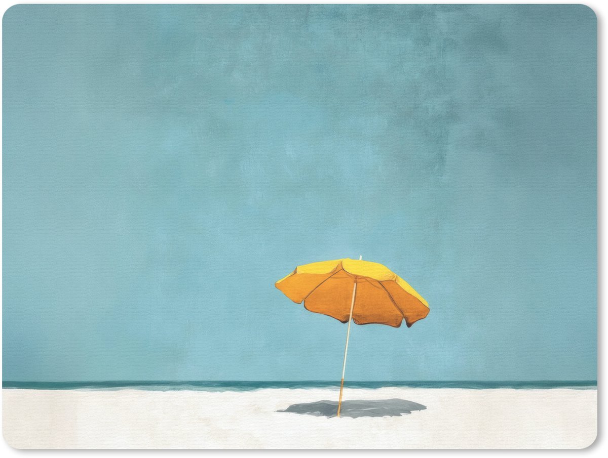 Muismat 23x19 cm - Mousepad Parasol - Geel - Strand - Zee - Muismatten
