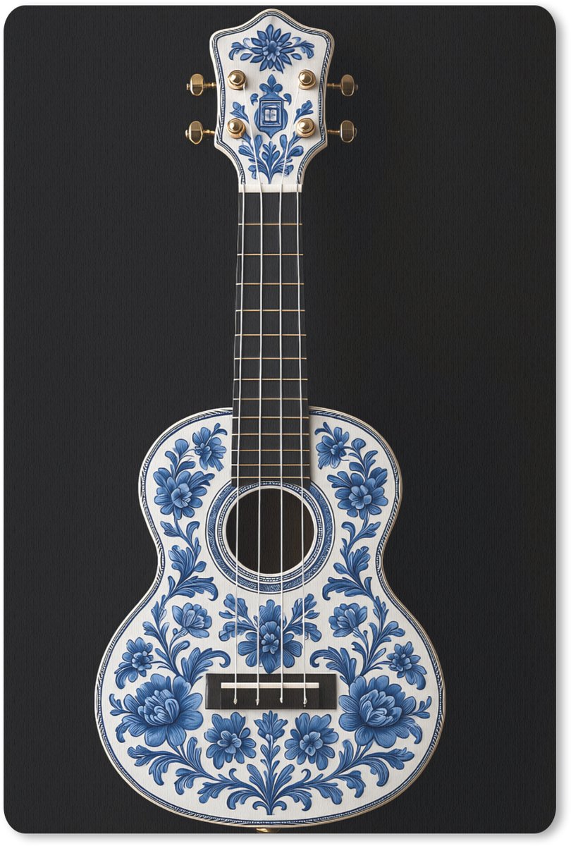 Muismat 18x27 cm - Mousepad Ukelele - Delfts - Blauw - Muziek - Muismatten