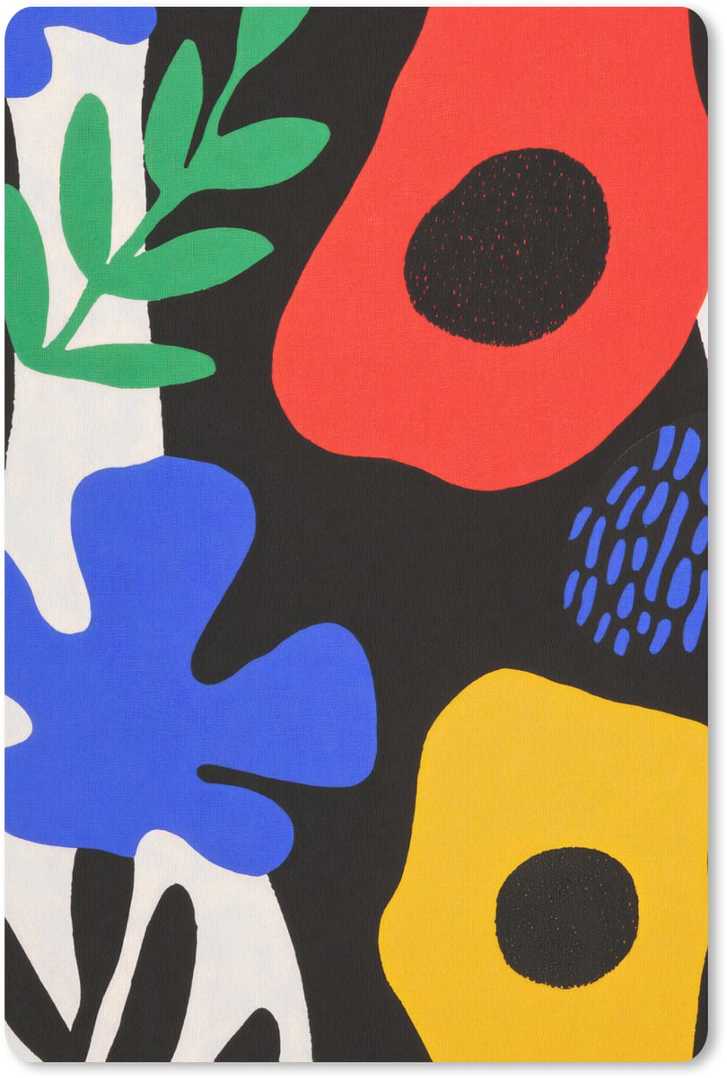 Muismat 18x27 cm - Mousepad Bloemen - Bladeren - Abstract - Zwart - Muismatten