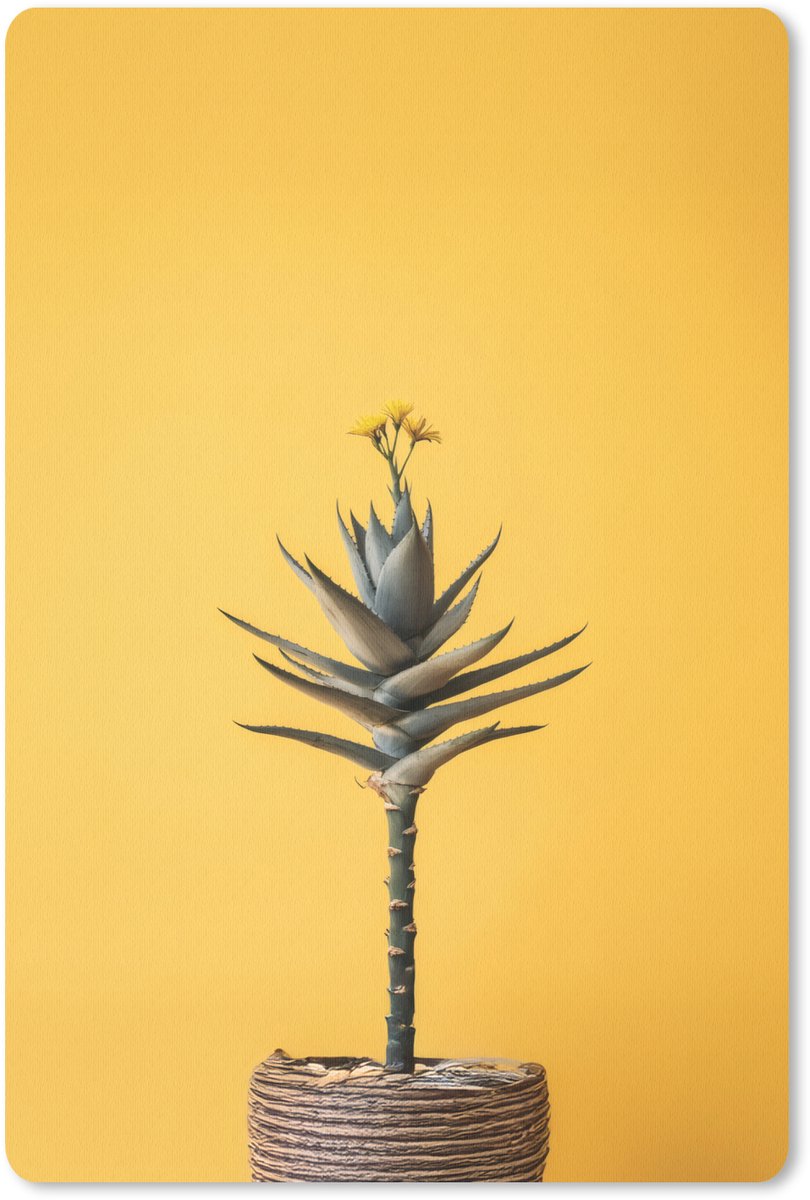 Muismat 18x27 cm - Mousepad Plant - Minimalistisch - Bloem - Geel - Muismatten