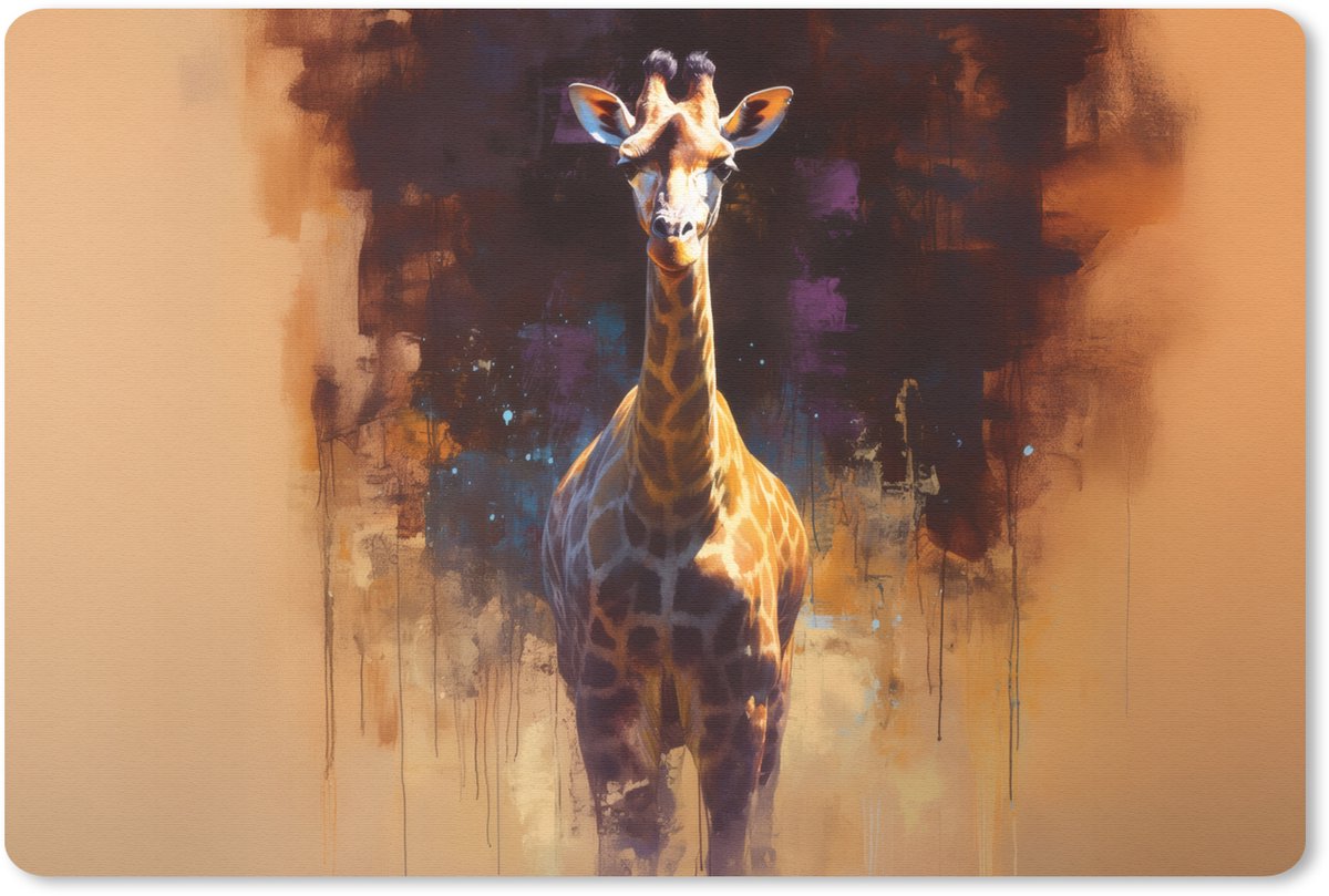 Muismat 27x18 cm - Mousepad Giraf - Bruin - Abstract - Geschilderd - Muismatten