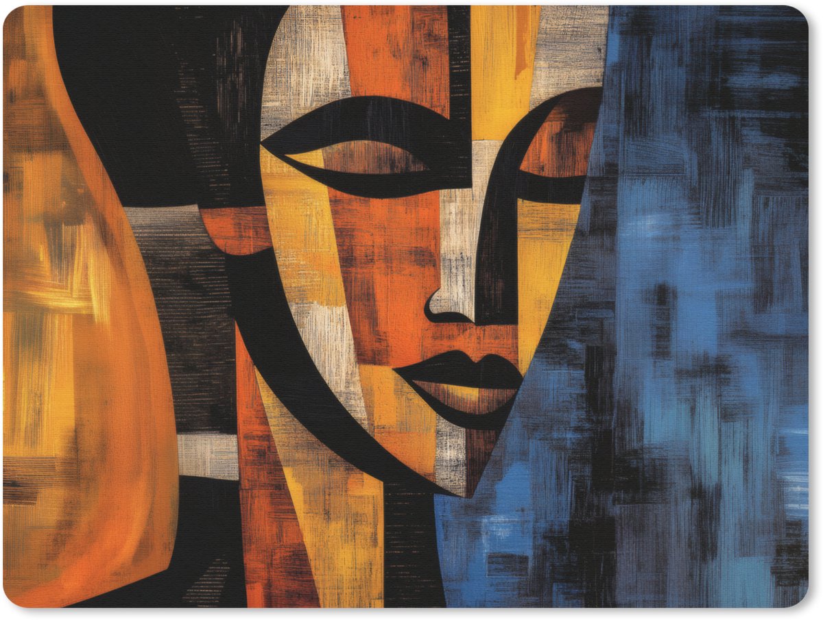 Muismat 23x19 cm - Mousepad Abstract - Portret - Kleurvakken - Muismatten