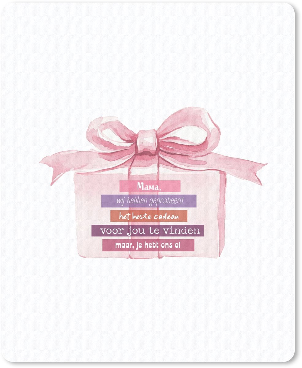 Muismat 19x23 cm - Mousepad Cadeau - Strik - Tekst - Roze - Muismatten