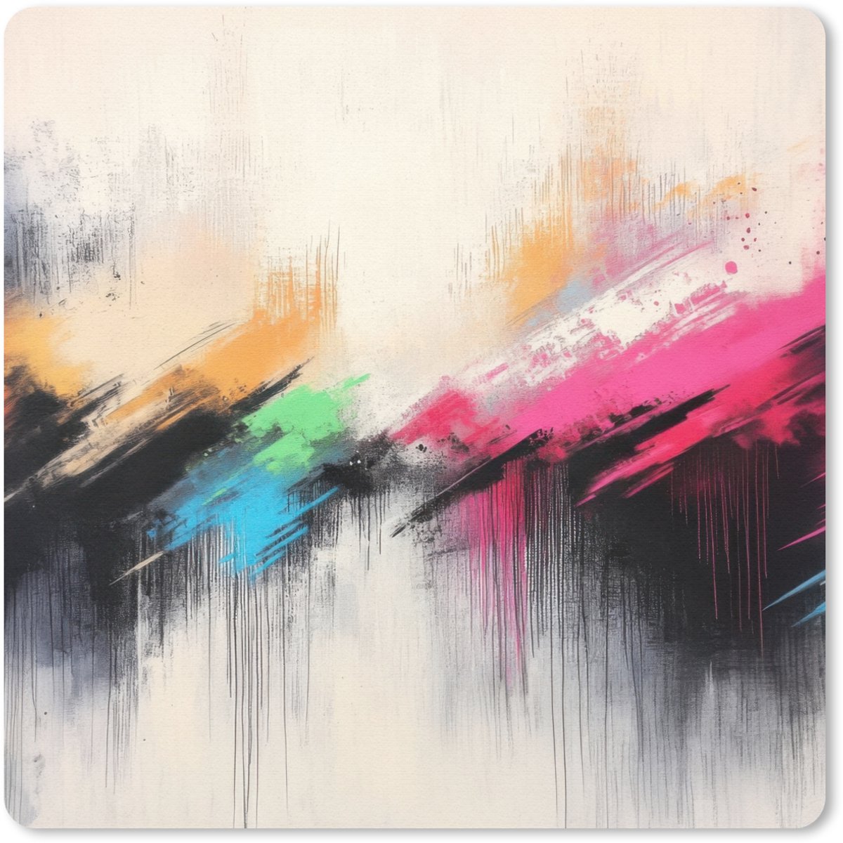 Muismat 30x30 cm - Mousepad Dynamisch - Abstract - Kleurrijk - Zwart - Muismatten