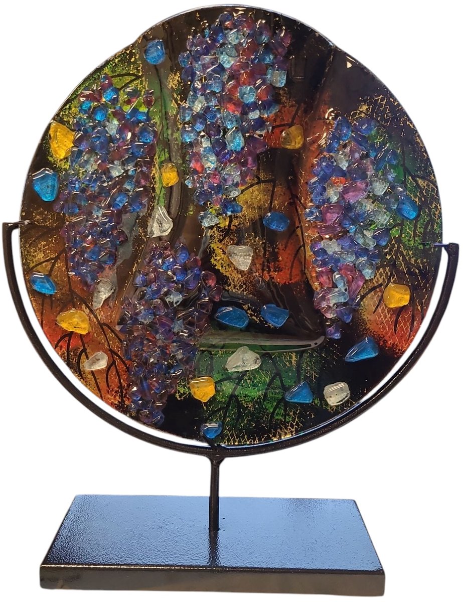 Decoratieve vaas drops glasfusion - multi color -32x8x39 - glas