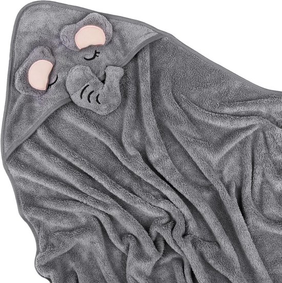 Baby badhanddoek met capuchon - 80 x 80 cm - Coral Fleece Baby badhanddoek - Leuke cartoon baby badhanddoek met capuchon - Geschikt voor baby's en pasgeborenen - Unisex - 0-5 jaar oud van Merkloos — afbeelding 4