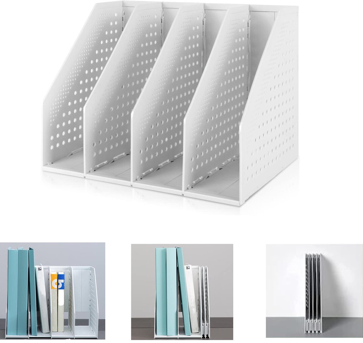 Ibenzoa® Verstelbare Opvouwbare Documentenhouder voor Bureau en Kast met Groot Capaciteit Ontwerp