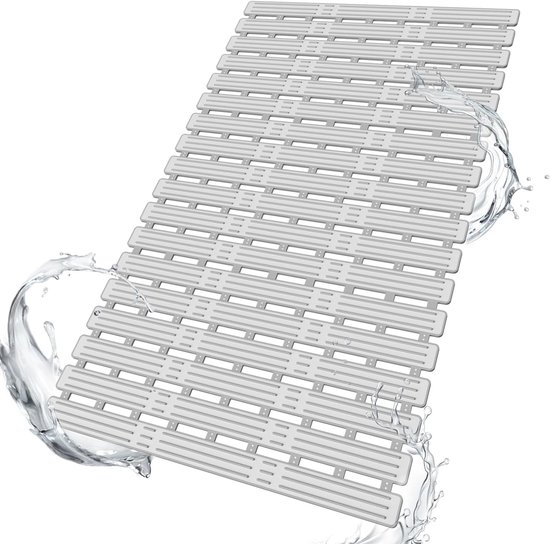 Witte antislip douchemat met water spetters.