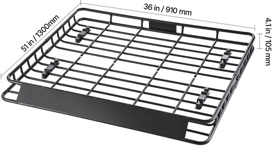 Panier de toit de voiture (1095 x 1270 x 105 mm) - Panier de toit universel en acier inoxydable avec une capacité de charge jusqu'à 68 kg, idéal pour les SUV et les camions.