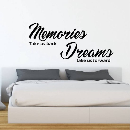 Sticker Muursticker Memories Dreams - Wit - 80 x 36 cm - Muursticker4Sale