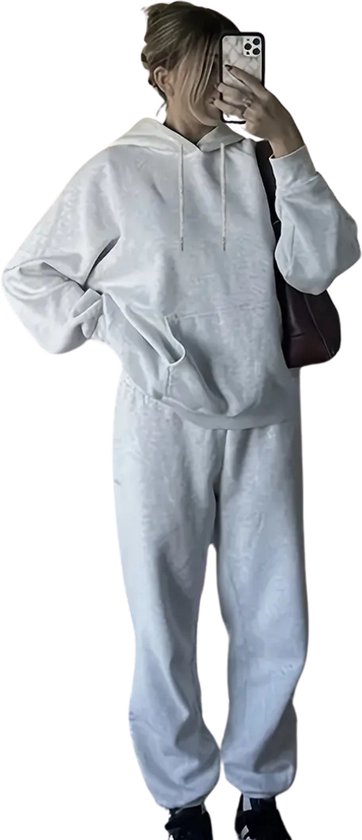 Survêtement Nivard Femme - Survêtement d'intérieur - Adultes - Capuche - Pantalon de Pantalons de jogging - Pantalon - Sweat à capuche - Grijs - Taille XS