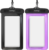 Waterdichte telefoonhoesjes - Drybag Set van 2 stuks - Onderwater Hoesje Telefoon voor Alle Telefoons - Waterdicht telefoonhoesje Earkings - Zwart & Paars