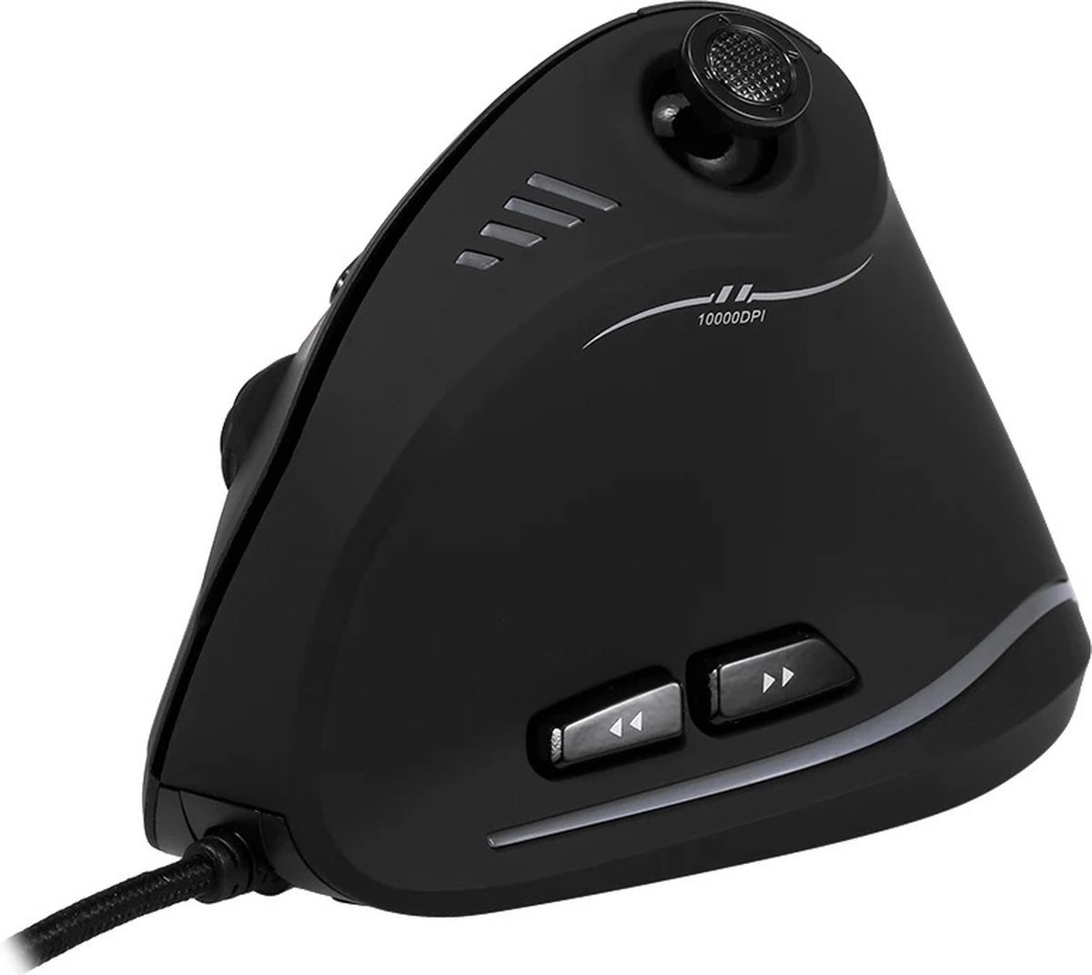 Verticale gamingmuis, bedrade muis met joystick, 10000 DPI, 11 programmeerbare knoppen, verticale ergonomische muis, optische USB-computermuis, pc-gamingmuis voor laptop, pc, zwart