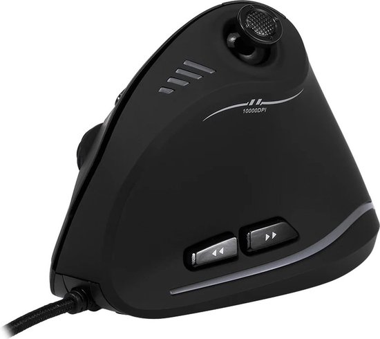 Verticale gamingmuis, bedrade muis met joystick, 10000 DPI, 11 programmeerbare knoppen, verticale ergonomische muis, optische USB-computermuis, pc-gamingmuis voor laptop, pc, zwart