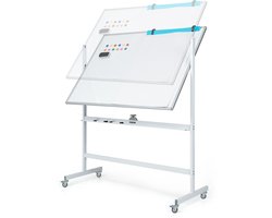 COSTWAY Dubbelzijdig mobiel whiteboard, 120 x 90 cm, droo...