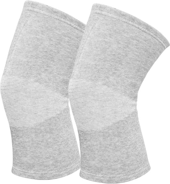 KZQ 1 paire - Genouillère en Bamboe - Genouillère de sport pour hommes et femmes - Genouillère pour l'arthrite - Genouillère élastique respirante - Genouillère de compression pour la course et l'entraînement (Gris, XL)