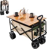 Bol.com Opvouwbare Transportkar voor op de Camping Picknick en meer - Met tas en Verstelbare Handgreep Kruiwagen met Remmen aanbieding