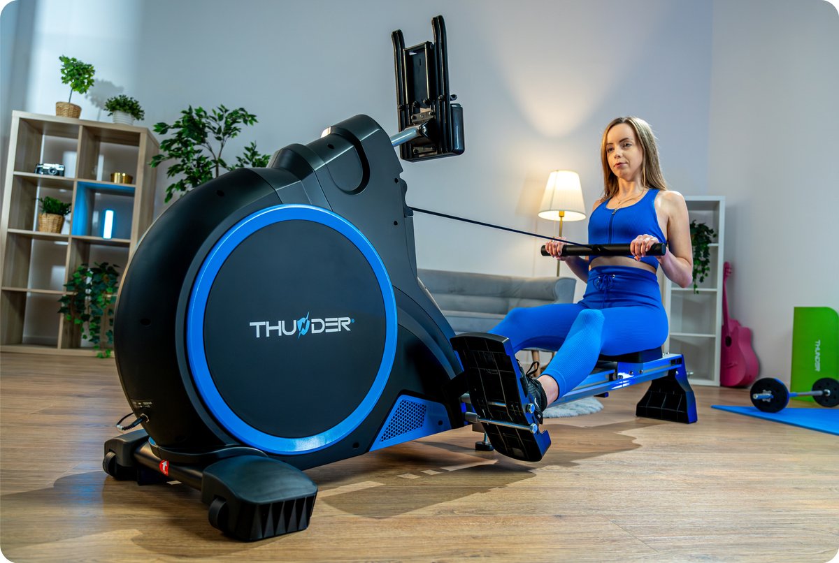 Afbeelding 3 van THUNDER® Roeitrainer | ARGO | Elektromagnetische Weerstand | Opklapbaar & Stil | Tot 150kg | 16 Weerstandsniveaus | LCD-scherm | Hartslagfunctie | Transportwielen | Full-body workout voor thuis |