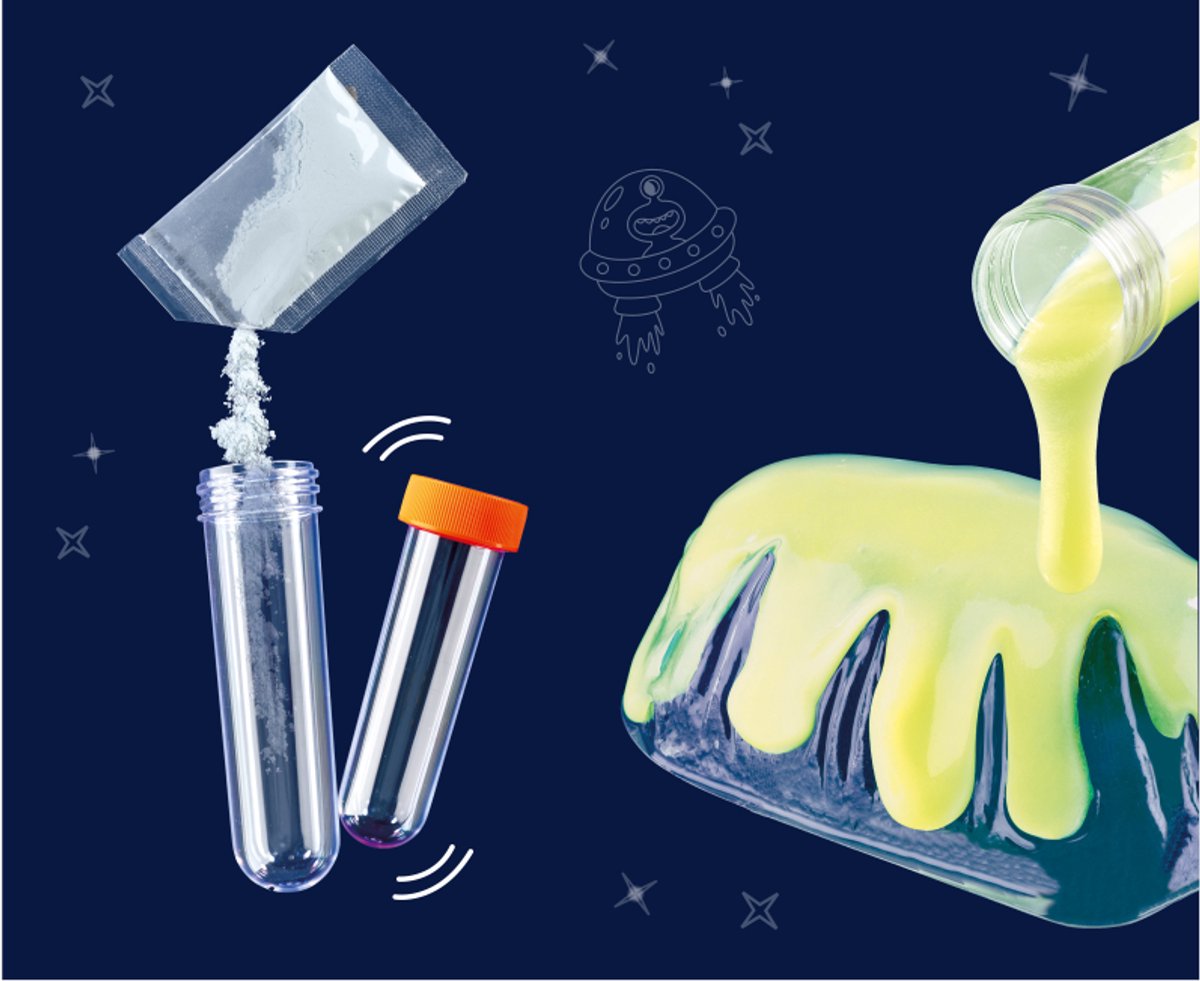 KOSMOS Slime Galaxy - Experimenteerset - Maak Zelf Glow in the Dark Slijm - 6 Ruimte-experimenten met Glitter, Ogen en Slime Alien - STEM Speelgoed - Vanaf 8 Jaar — afbeelding 4