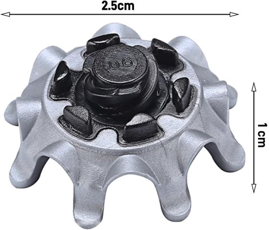 14 stuks - Golfschoen spikes - Zachte quick-spin spikes - Vervangende noppen voor golfschoen spikes - Grijs - Zwart - 2.5*1 cm - Geschikt voor golfschoenen van Merkloos — afbeelding 2