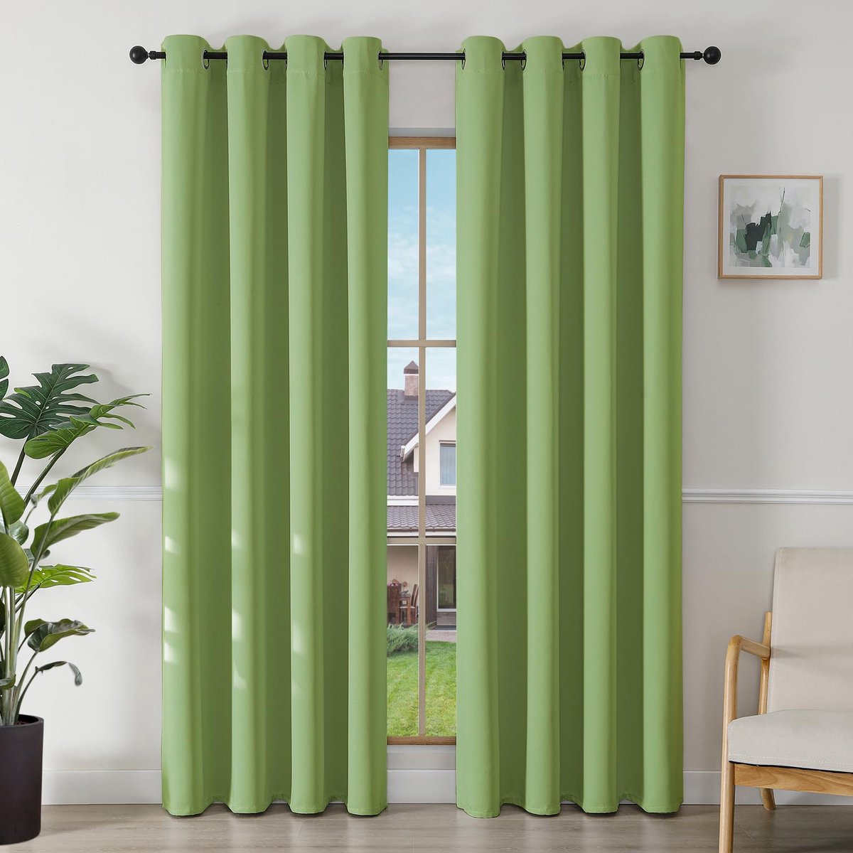 Ibenzoa Duits spul voor het verduisteren van kamers, 2 stuks, 220x140cm, groene thermogordijnen met inslagringen