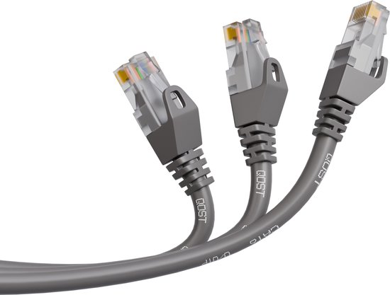 Qost - Câble Internet CAT6 - CCA / UTP - 10 Gbit/s / 250 MHz - Connecteurs RJ45 - Câble réseau - 100 mètres - Grijs