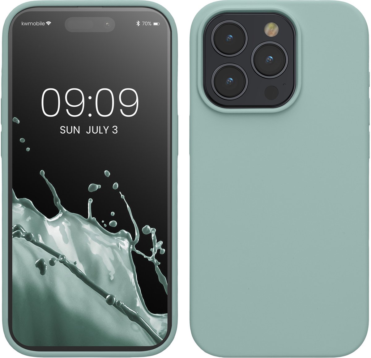 kwmobile Case voor iPhone 15 Pro - Slank TPU-Hoesje met Zachte Afwerking - In mintgroen