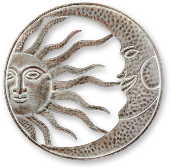 Zon en maan wanddecoratie van ijzer